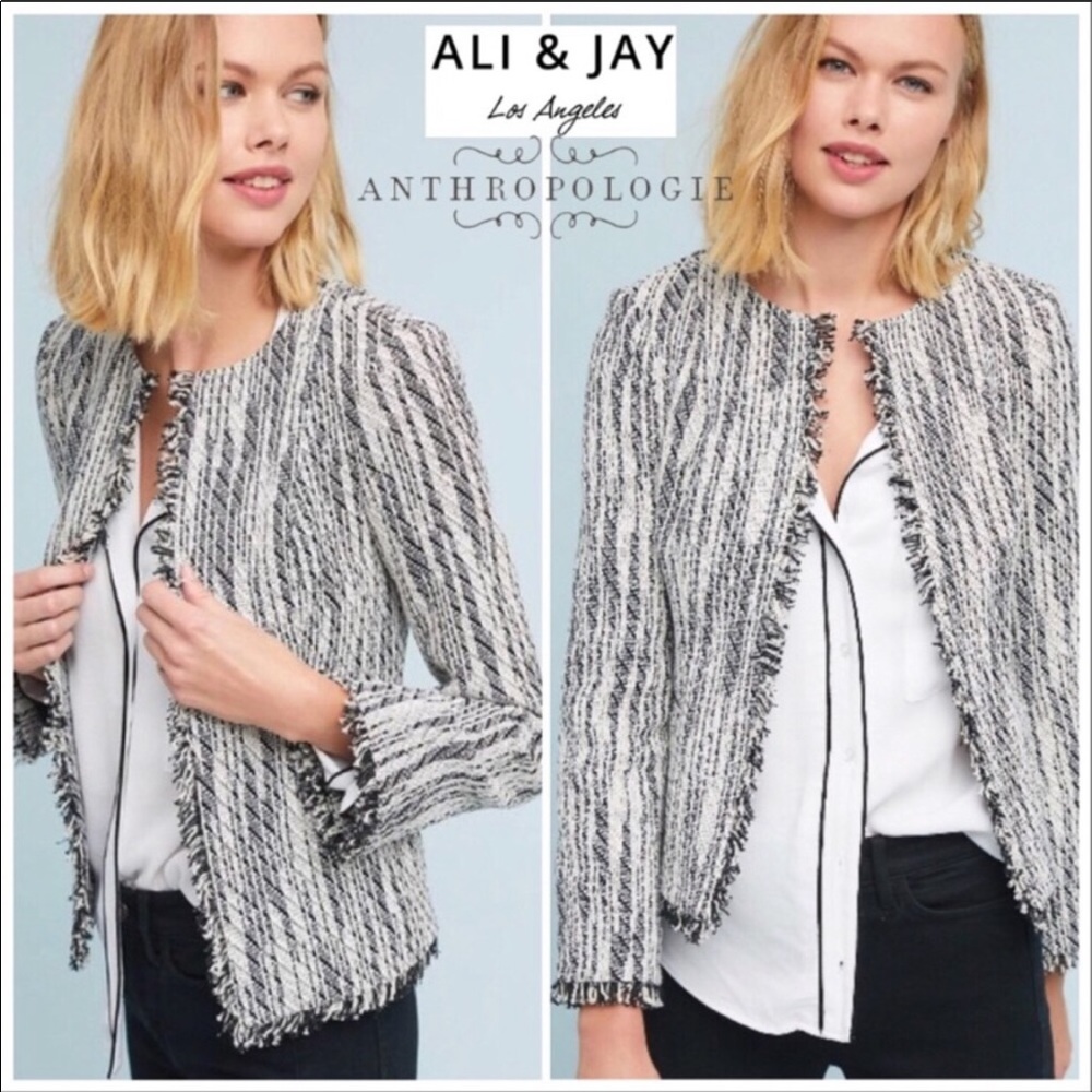 Anthropologie Ali & Jay Fringe B&W Blazer
